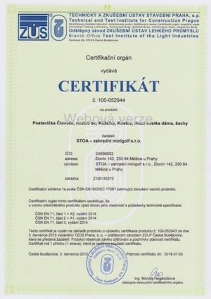 Certifikát ČSN EN 1176